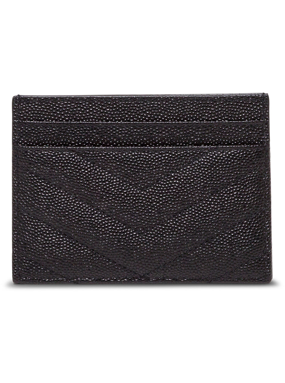 Saint Laurent Women Black Quilted Leather Card Holder With Logo SAINT LAURENT