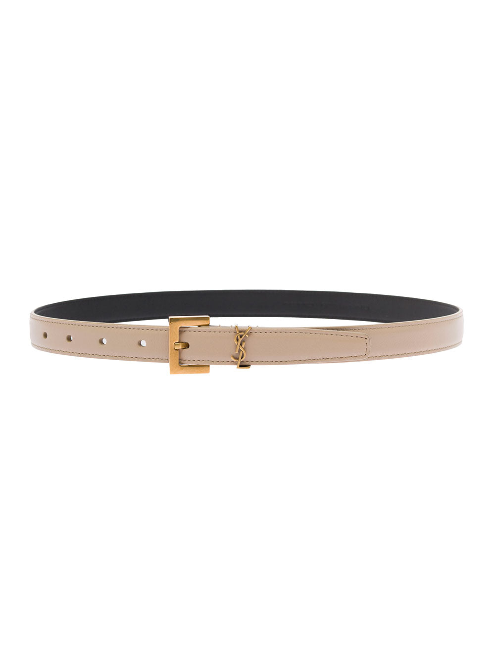 Saint Laurent Women Ysl Beige Leather Belt With Logo Buckle Woman Saint Laurent SAINT LAURENT