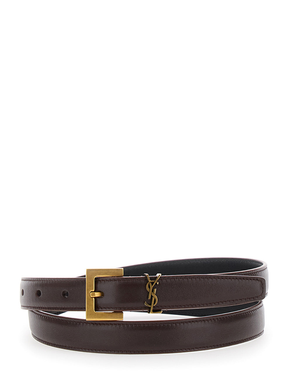 Saint Laurent Women Brown Belt With Cassandre Loop In Leather Woman SAINT LAURENT