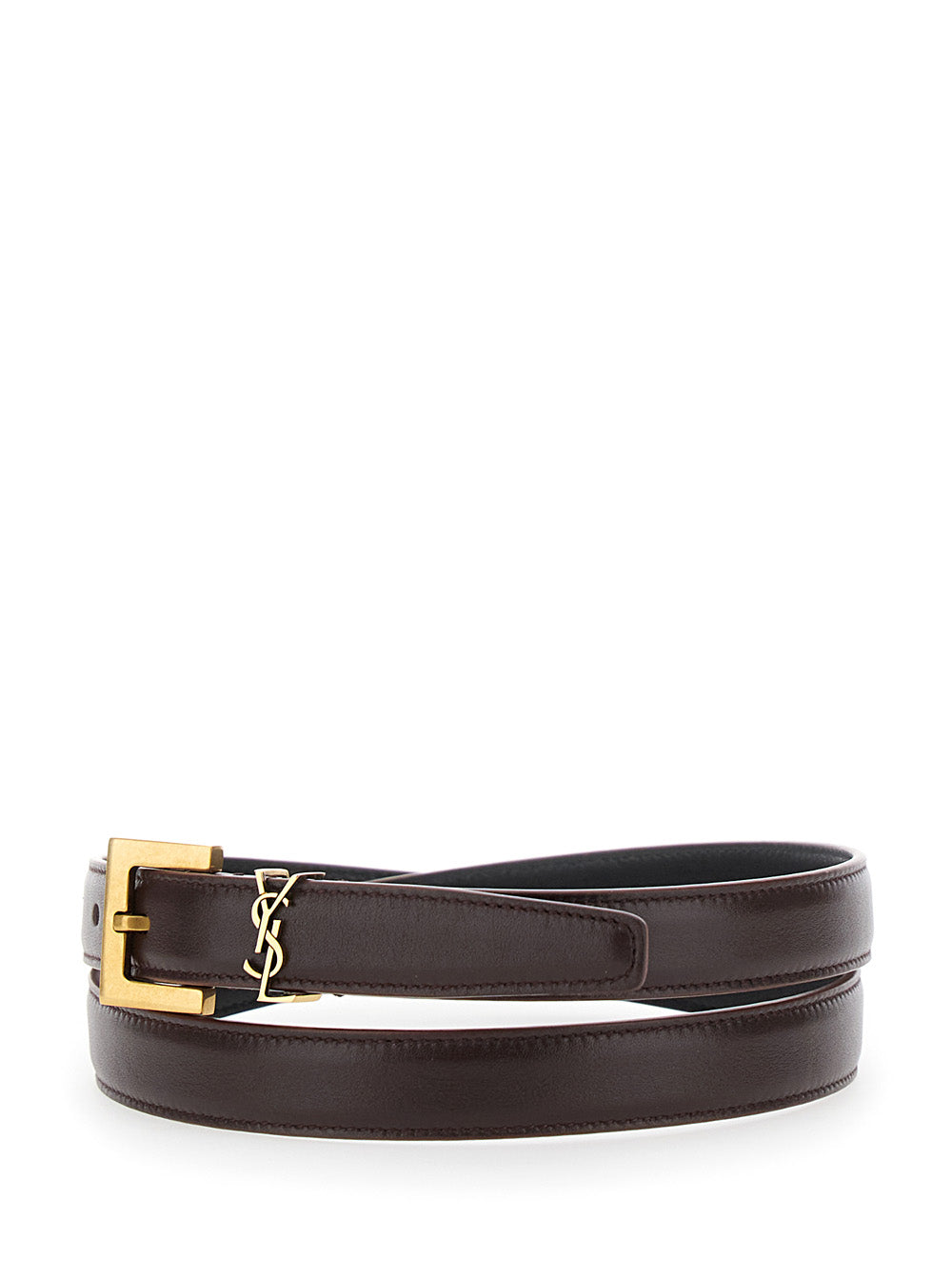 Saint Laurent Women Brown Belt With Cassandre Loop In Leather Woman SAINT LAURENT