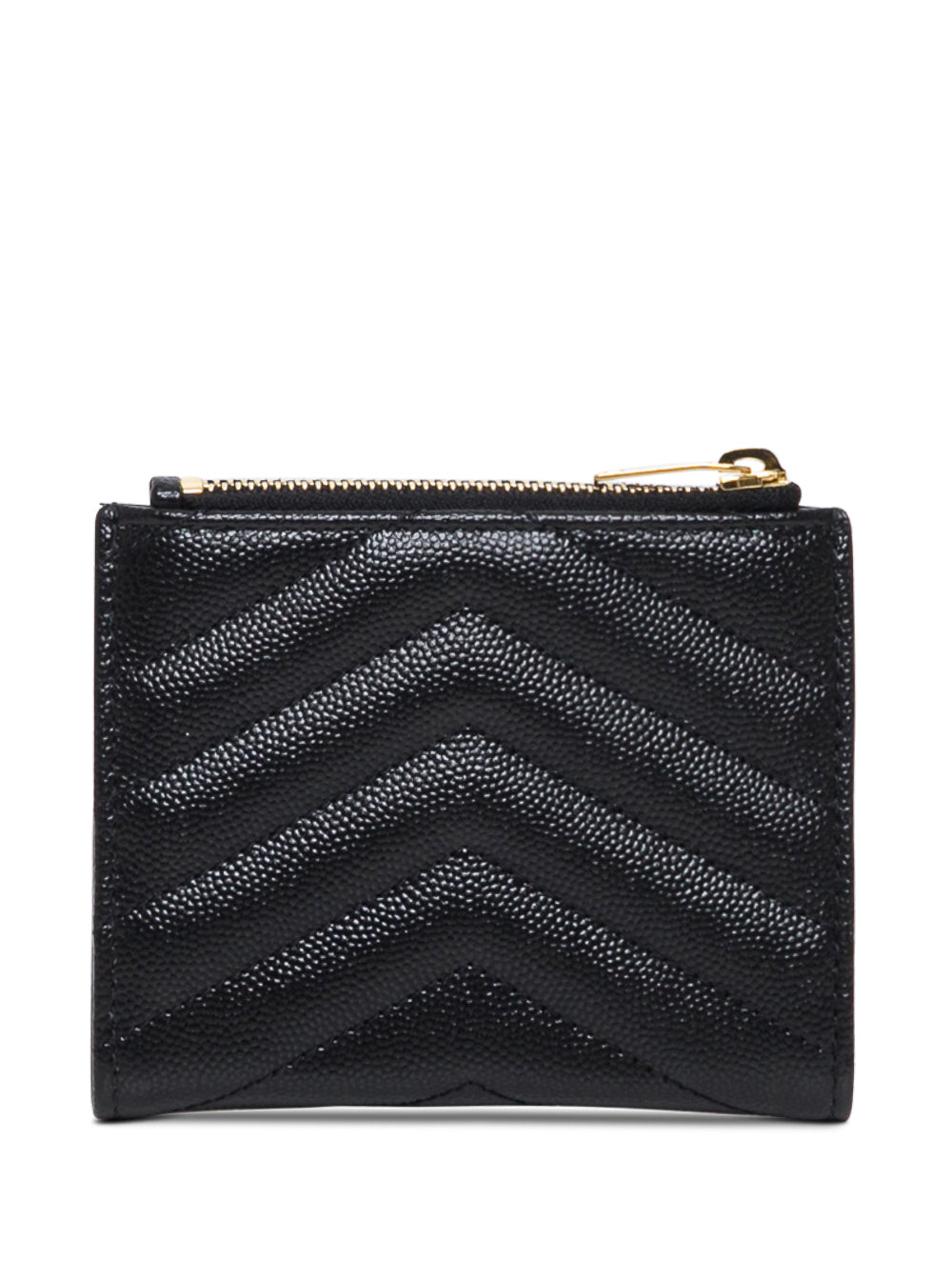 Saint Laurent Women Wallet 'Chevron' With Metal Logo In Black Leather For Women SAINT LAURENT