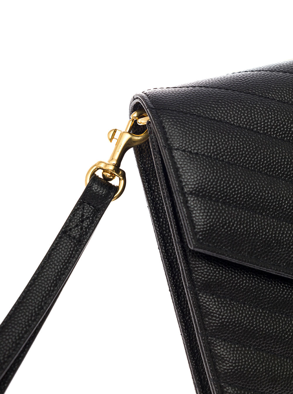 Saint Laurent Women Black Handbag With Front Logo In Metal And Gold-Colored Hardware In Grain De Poudre Leather For Women SAINT LAURENT