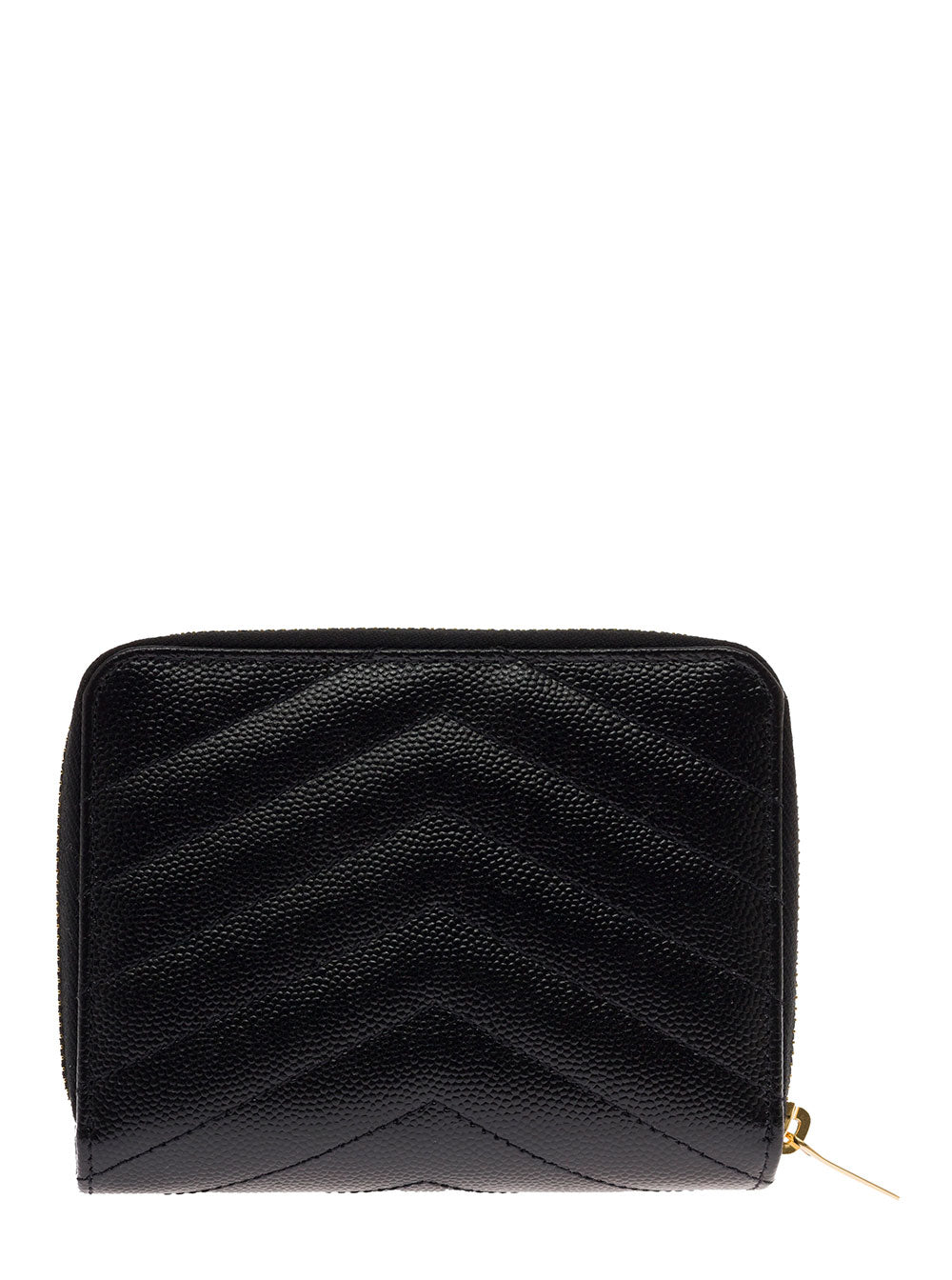 Saint Laurent Women Wallet With Cassandre Plate On The Front In Black Leather For Women SAINT LAURENT