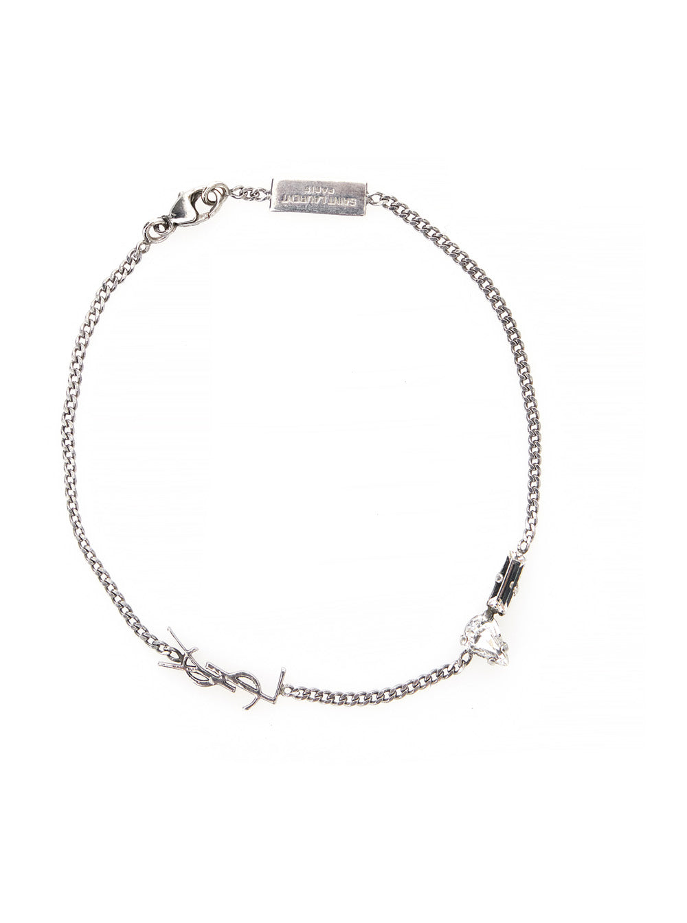 Saint Laurent Men Bracelet 'Opyum' With Rhinestones And Charm In Silver Brass For Men SAINT LAURENT