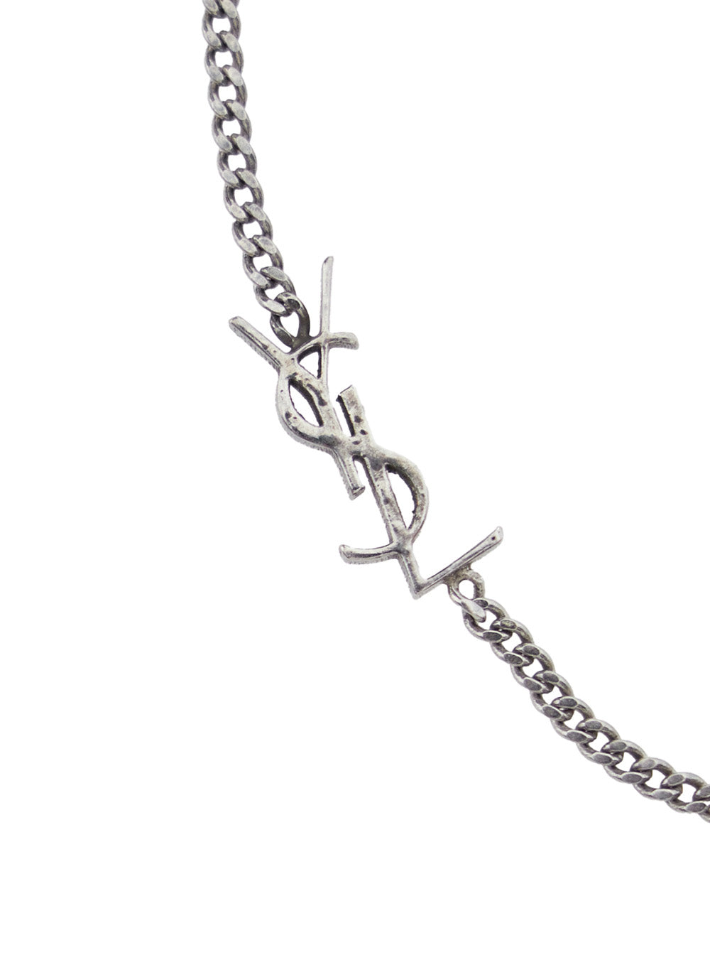 Saint Laurent Men Bracelet 'Opyum' With Rhinestones And Charm In Silver Brass For Men SAINT LAURENT