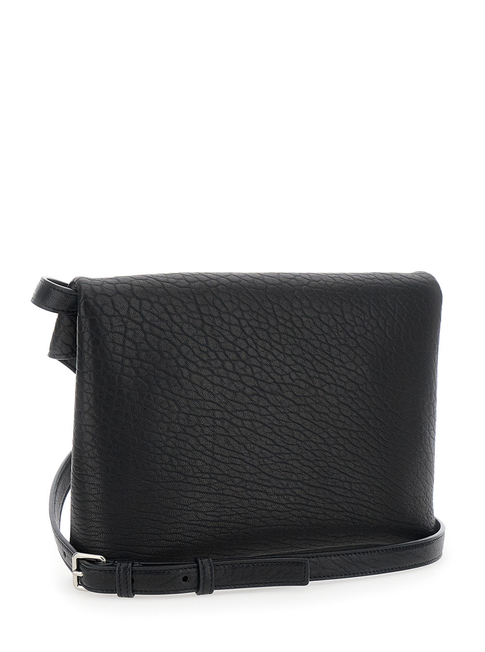 Saint Laurent Men Black Crossbody Bag With Envelope Design And Cassandre Plaque On Front In Grained Leather For Women SAINT LAURENT