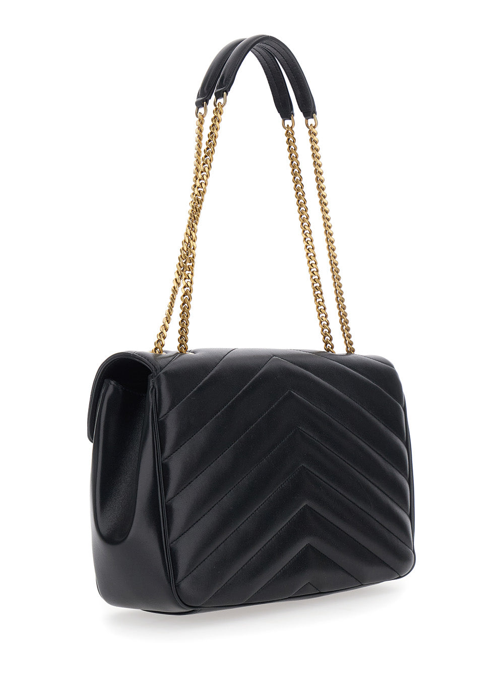 Saint Laurent Women Crossbody Bag 'Loulou' Large With Sliding Chain Strap And Cassandre Plaque On Front In Black Leather For Women SAINT LAURENT