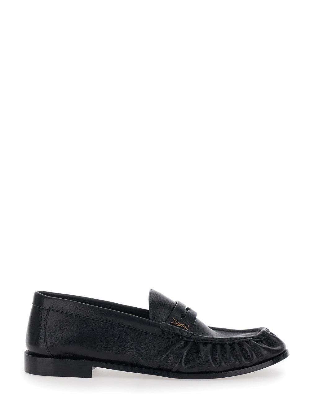 Saint Laurent Men Loafers With Cassandre Detail In Black Leather For Men SAINT LAURENT