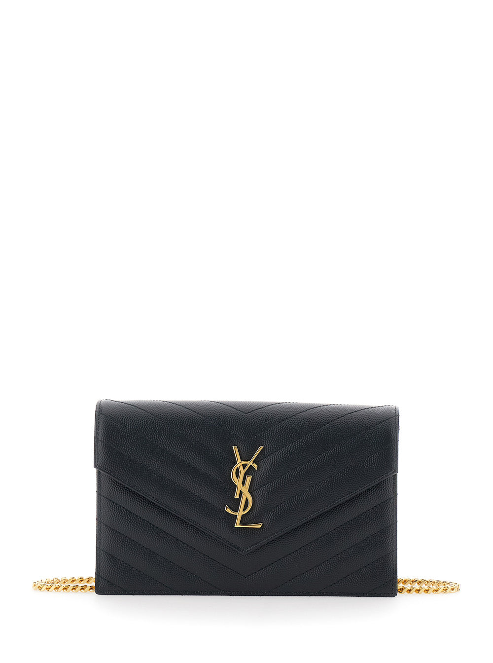 Saint Laurent Women Envelope Clutch 'Cassandre' With Chain Strap In Black Leather For Women SAINT LAURENT