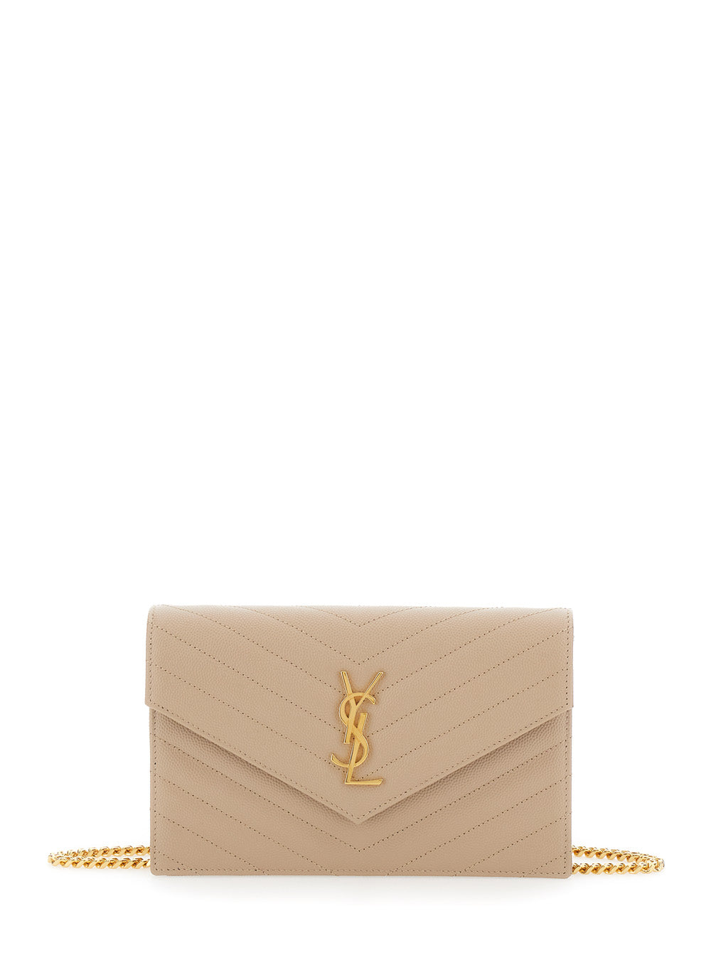 Saint Laurent Women Crossbody Bag 'Louise' With Cassandre Plaque On The Front In Beige Leather For Women SAINT LAURENT