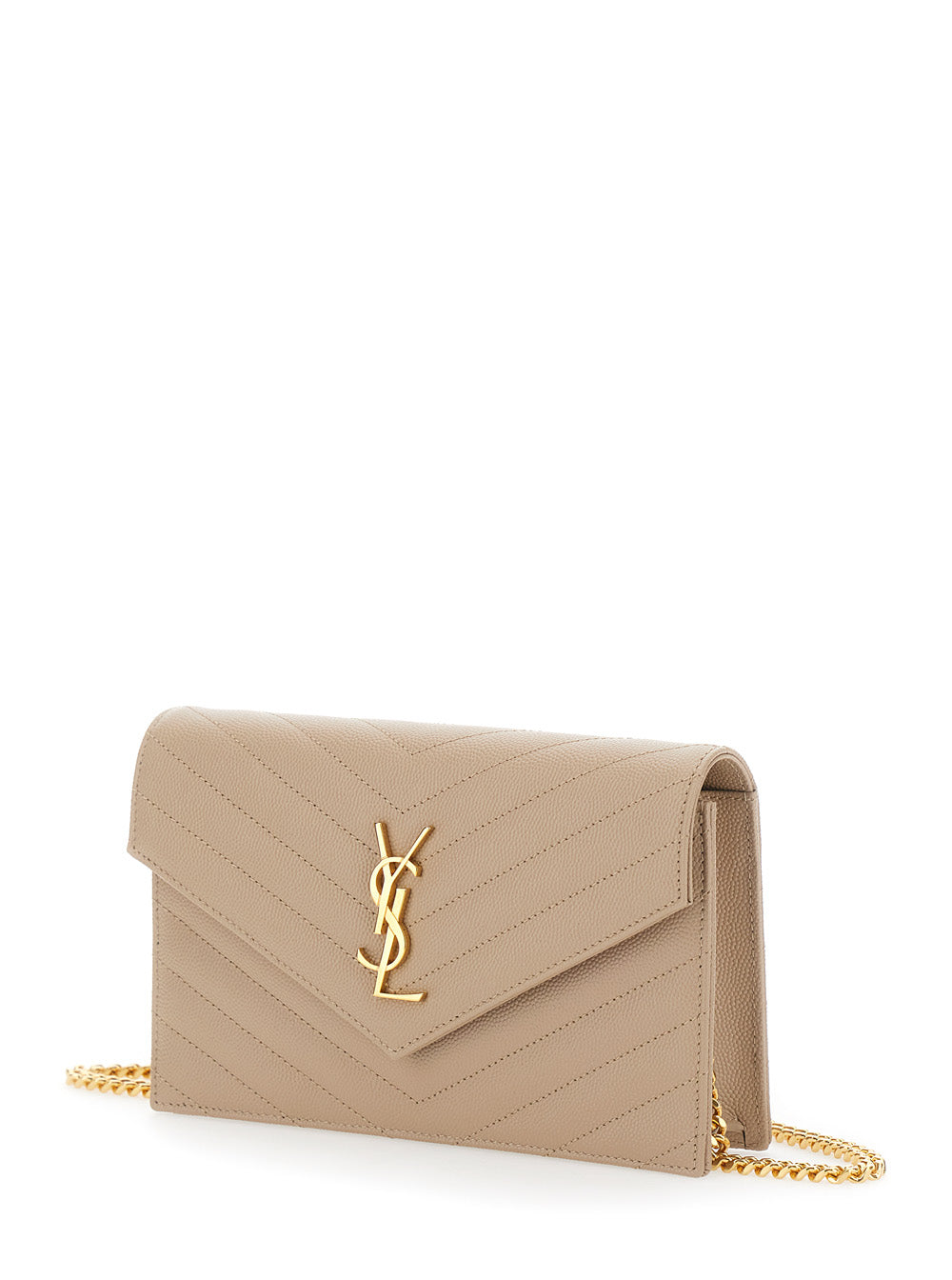 Saint Laurent Women Crossbody Bag 'Louise' With Cassandre Plaque On The Front In Beige Leather For Women SAINT LAURENT