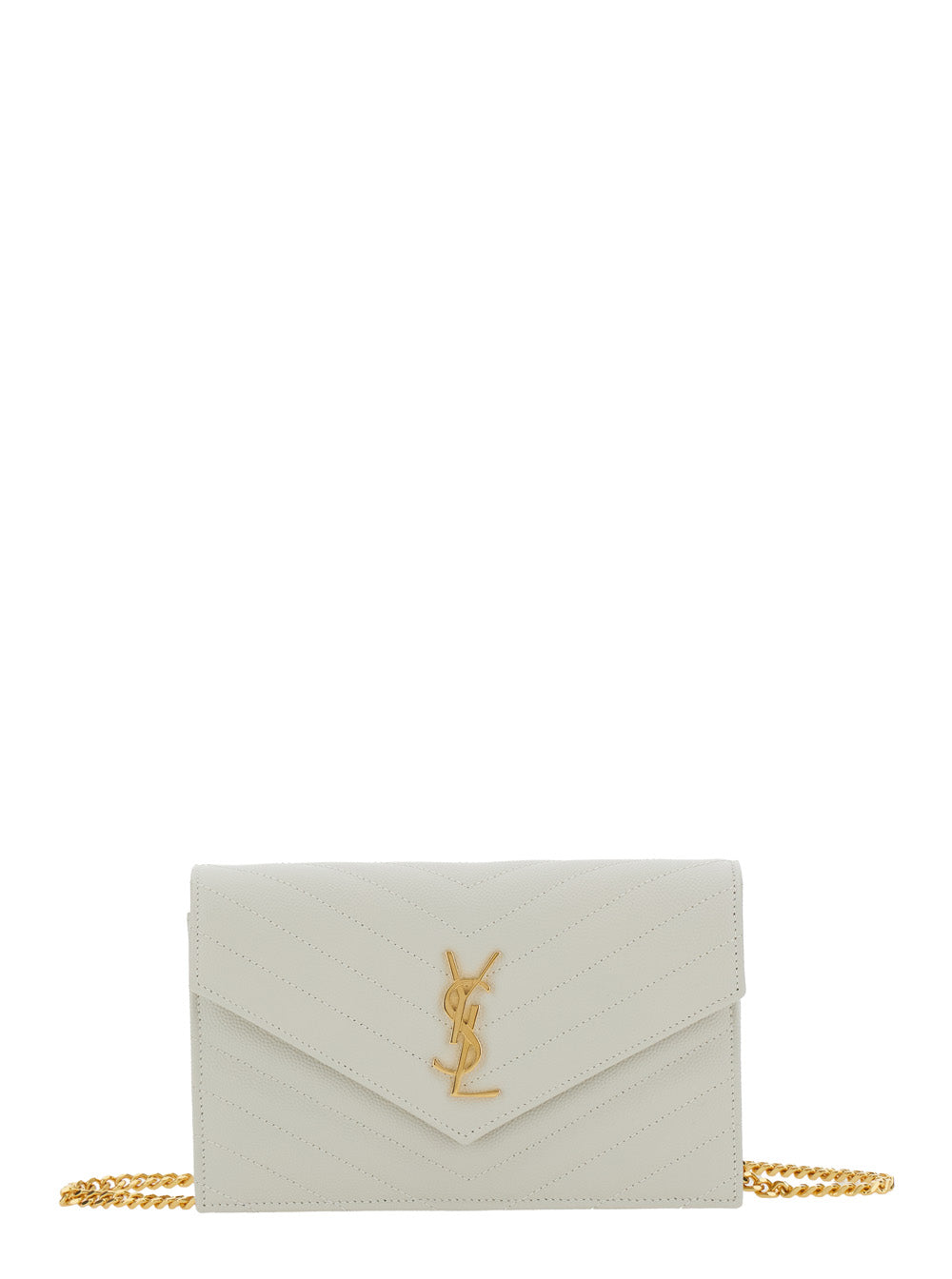 Saint Laurent Women Crossbody Bag 'Louise' With Cassandre Plaque On The Front In White Leather For Women