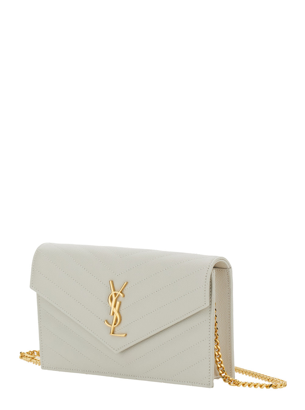 Saint Laurent Women Crossbody Bag 'Louise' With Cassandre Plaque On The Front In White Leather For Women