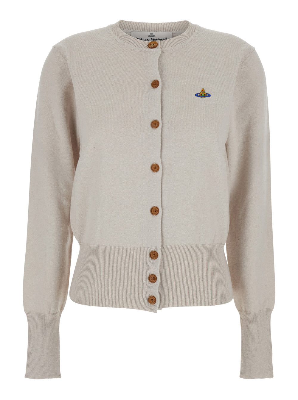 Vivienne Westwood Women 'Bea' White Cardigan With Orb Embroidery In Cotton And Cashmere Woman VIVIENNE WESTWOOD