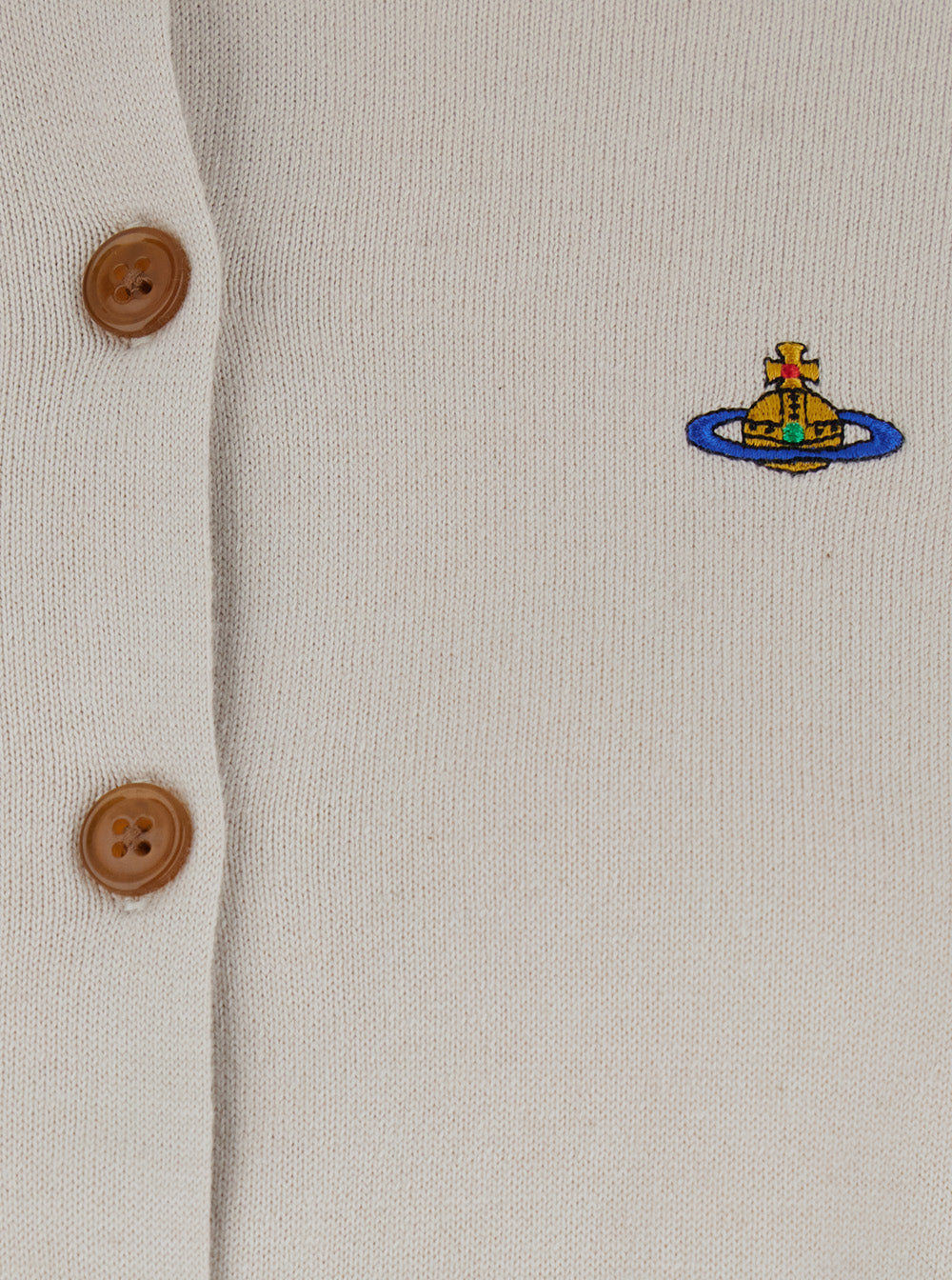 Vivienne Westwood Women 'Bea' White Cardigan With Orb Embroidery In Cotton And Cashmere Woman VIVIENNE WESTWOOD