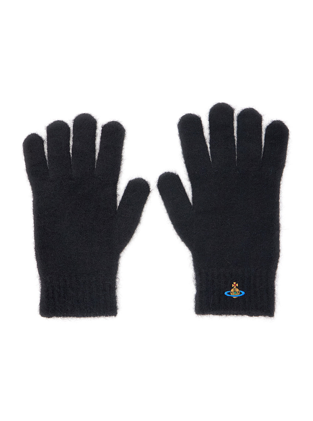 Vivienne Westwood Unisex Black Gloves With Orb Logo Embroidered On The Front In Wool Blend Unisex VIVIENNE WESTWOOD