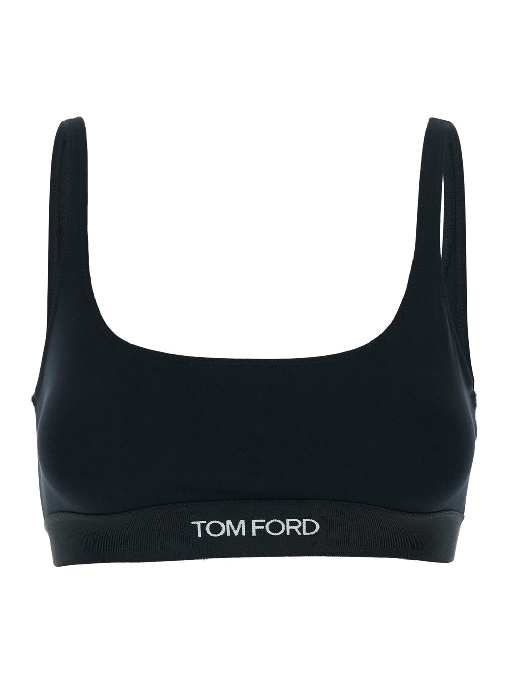 Tom Ford Women Black Bralette With Contrasting Logo Print In Modal Stretch Woman TOM FORD