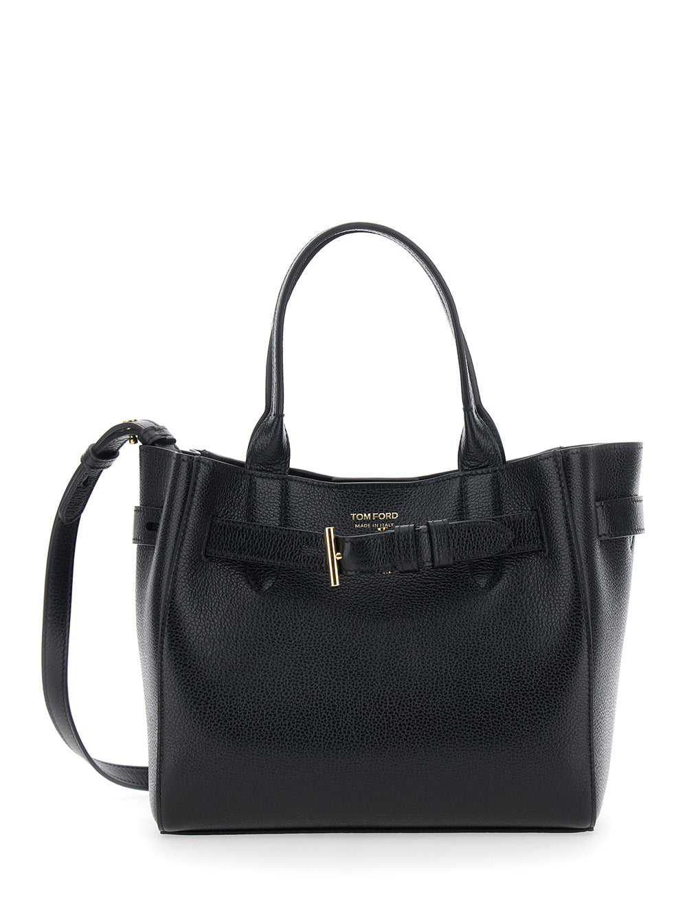 Tom Ford Women Handbag 'Audrey Piccola' With Adjustable Strap And Logo Lettering On The Front In Grained Black Leather For Women TOM FORD