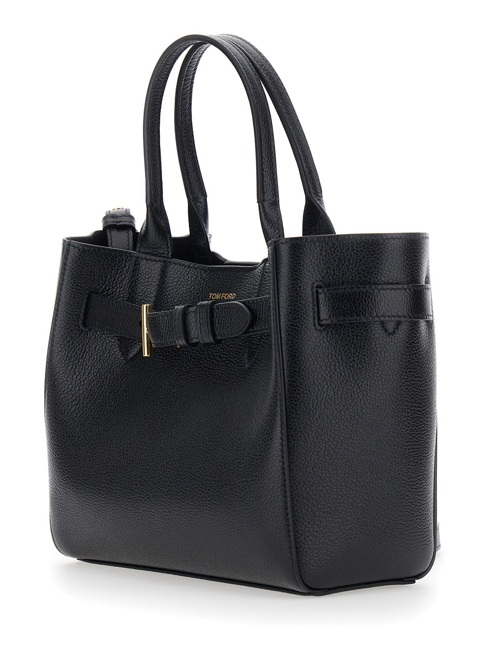 Tom Ford Women Handbag 'Audrey Piccola' With Adjustable Strap And Logo Lettering On The Front In Grained Black Leather For Women TOM FORD