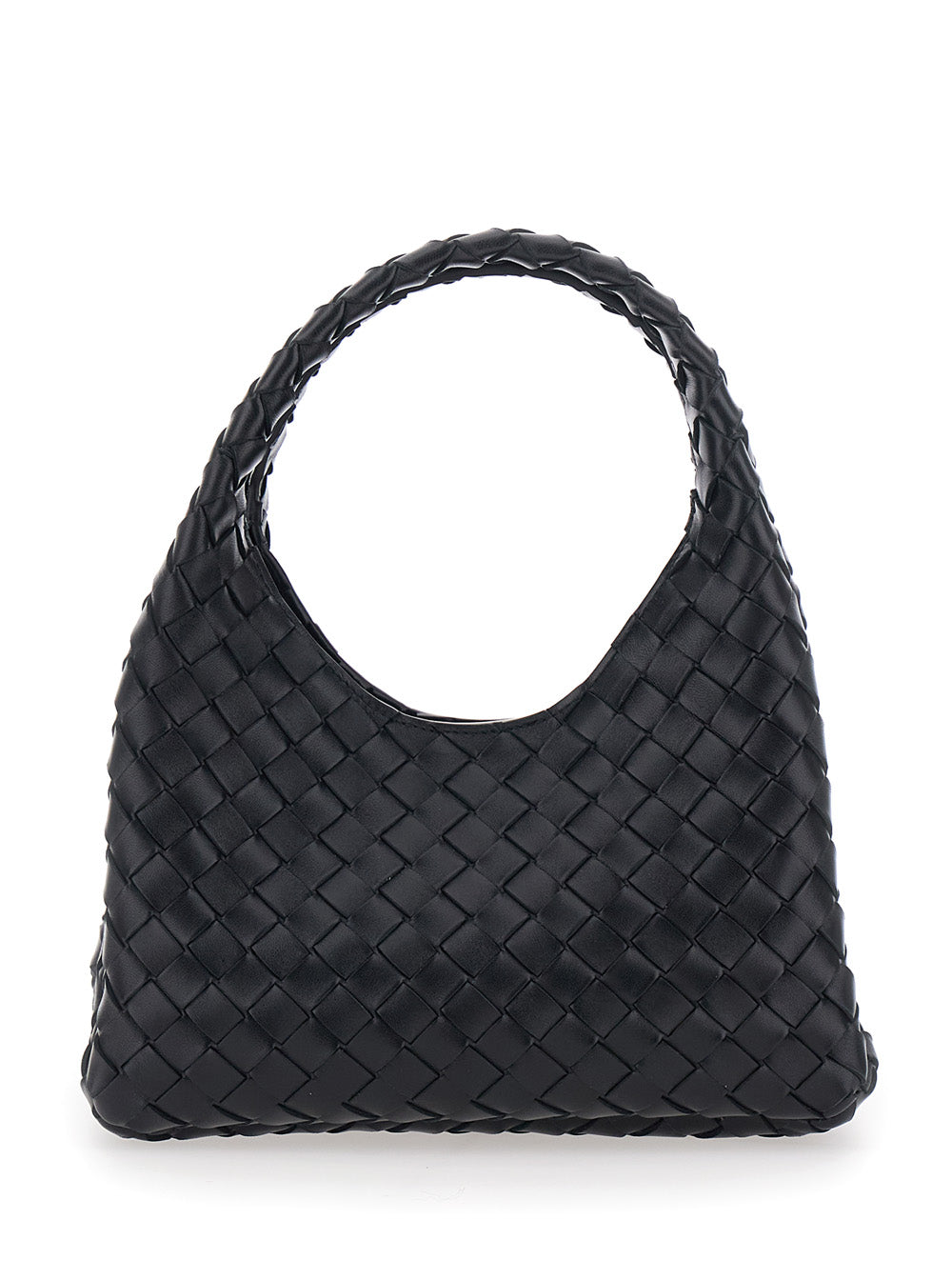 Bottega Veneta Women 'Campana' Black Small Shoulder Bag With Drawstring Closure And Intreccio Motif In Leather For Women BOTTEGA VENETA