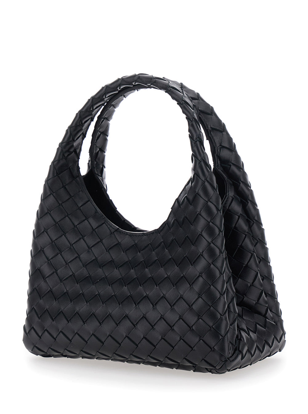 Bottega Veneta Women 'Campana' Black Small Shoulder Bag With Drawstring Closure And Intreccio Motif In Leather For Women BOTTEGA VENETA