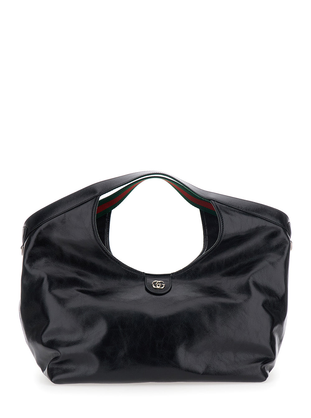 Gucci Women 'Ophidia' Black Shoulder Bag With Magnetic Closure And Gg Plaque In Patent Leather For Women GUCCI