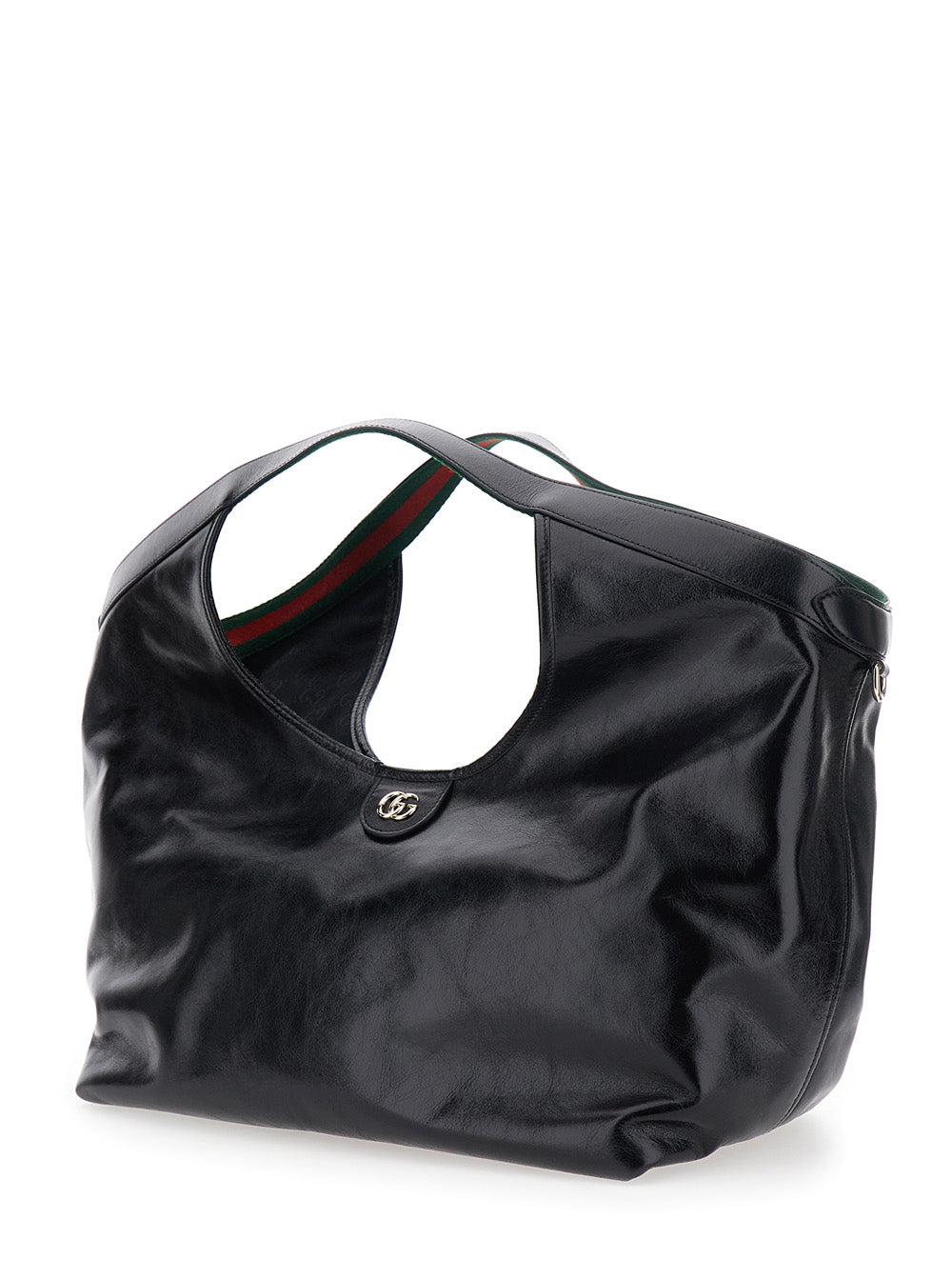Gucci Women 'Ophidia' Black Shoulder Bag With Magnetic Closure And Gg Plaque In Patent Leather For Women GUCCI