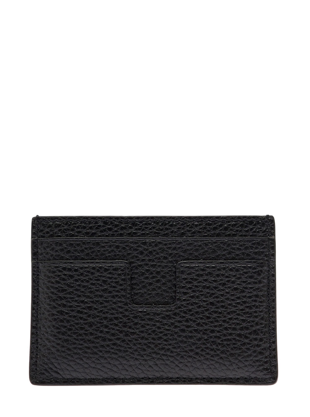 Tom Ford Men Card Holder With Logo Lettering Embossed On The Front In Grained Black Leather For Men TOM FORD