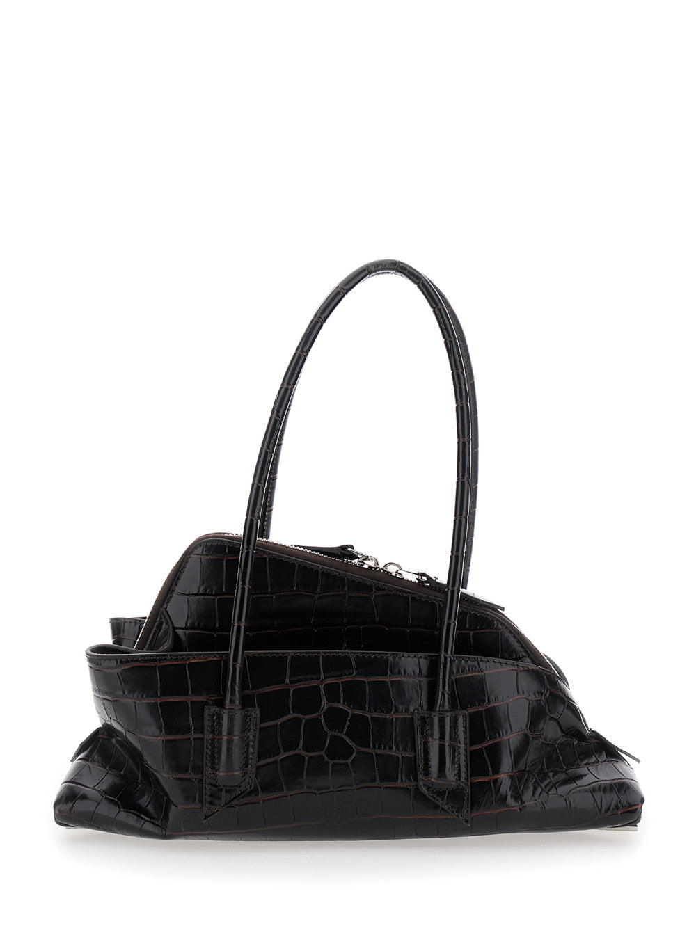 The Attico Women Shoulder Bag 'Passeggiata' Small With Asymmetric Design And Two Top Handles In Brown Leather For Women THE ATTICO