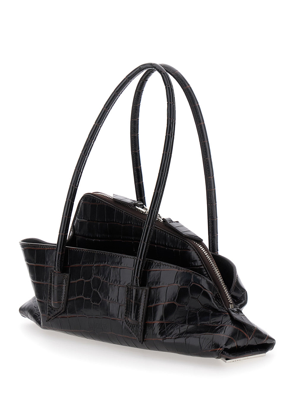 The Attico Women Shoulder Bag 'Passeggiata' Small With Asymmetric Design And Two Top Handles In Brown Leather For Women THE ATTICO