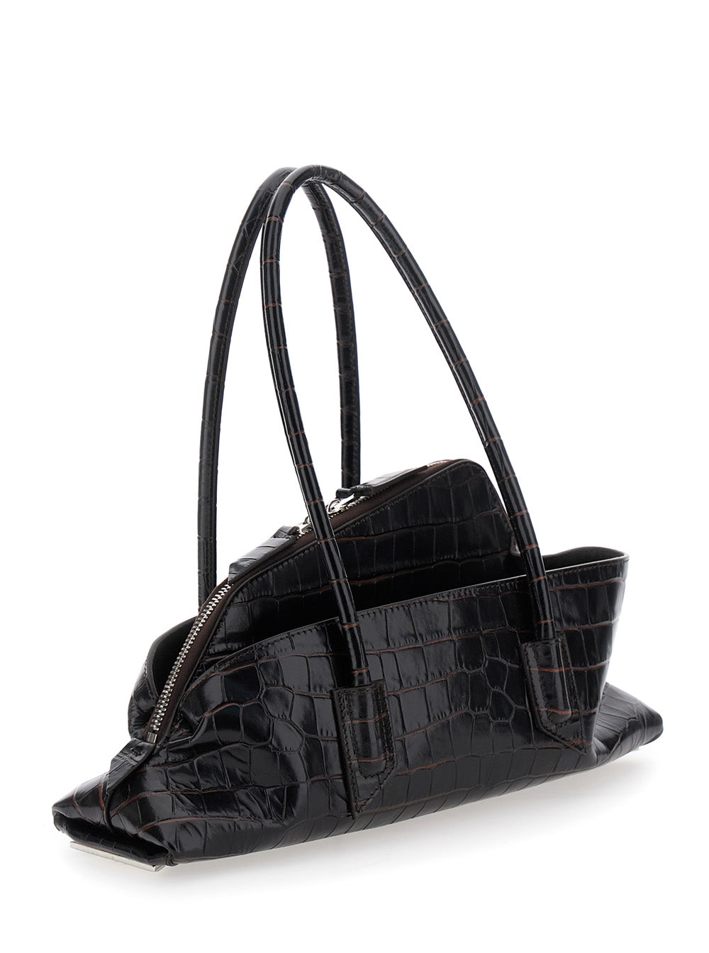 The Attico Women Shoulder Bag 'Passeggiata' Small With Asymmetric Design And Two Top Handles In Brown Leather For Women THE ATTICO