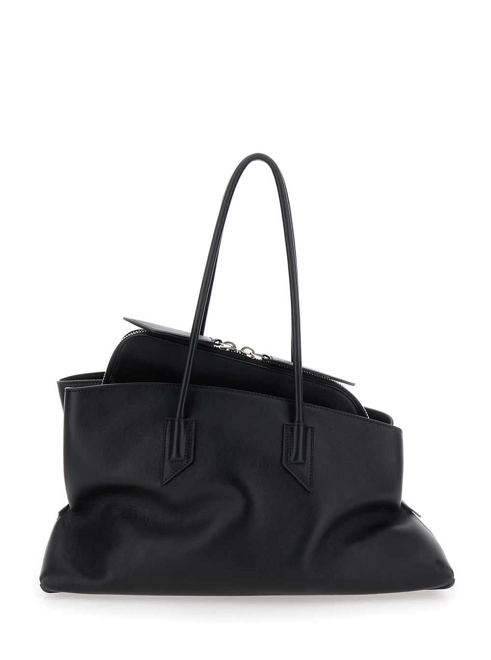 The Attico Women Shoulder Bag 'Passeggiata' Medium With Asymmetric Design And Two Top Handles In Black Leather For Women THE ATTICO