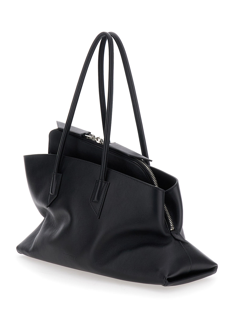 The Attico Women Shoulder Bag 'Passeggiata' Medium With Asymmetric Design And Two Top Handles In Black Leather For Women THE ATTICO