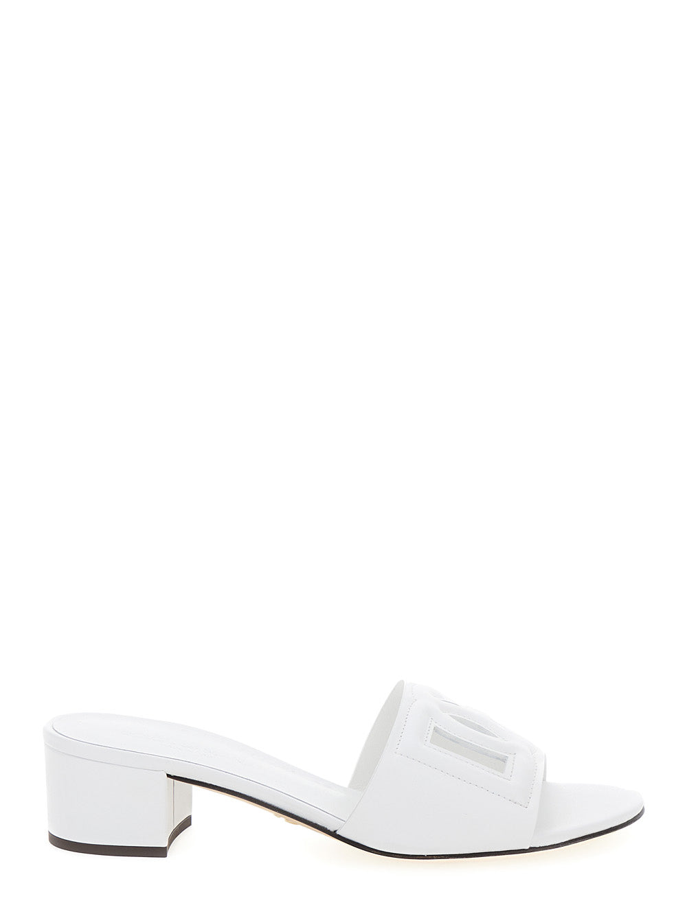 Dolce & Gabbana Women White Mules With Low Heel And Dg Millennials Detail In Smooth Leather Woman DOLCE & GABBANA