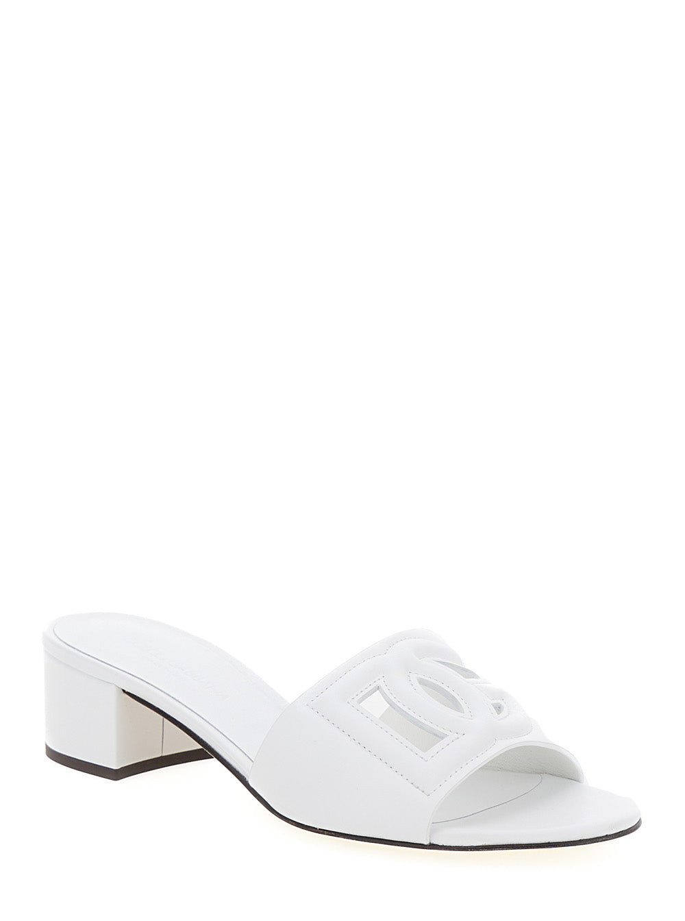 Dolce & Gabbana Women White Mules With Low Heel And Dg Millennials Detail In Smooth Leather Woman DOLCE & GABBANA
