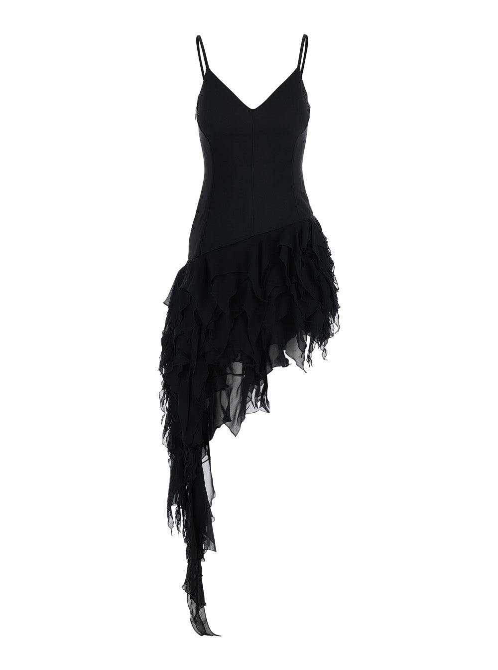 Blumarine Women Long Asymmetric Dress Black Dress With Asymmetric V-Neck In Polyester For Women BLUMARINE