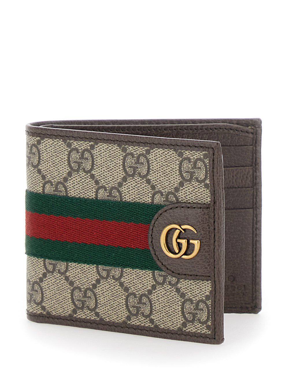Gucci Men Wallet 'Ophidia' With Gg Logo And Web Motif In Gg Canvas Beige Men GUCCI