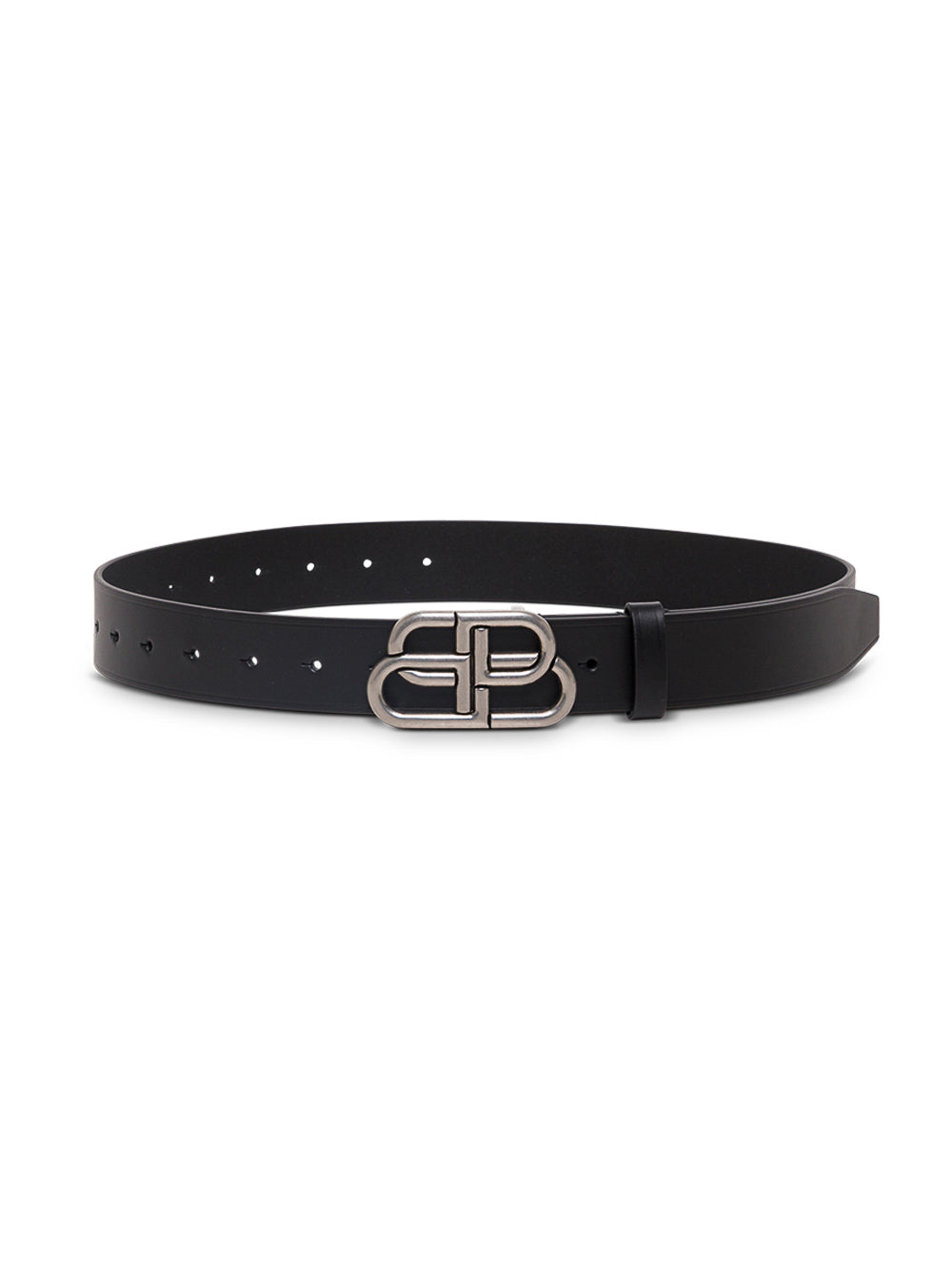 Balenciaga Men Black Leather Belt With Bb Buckle For Men