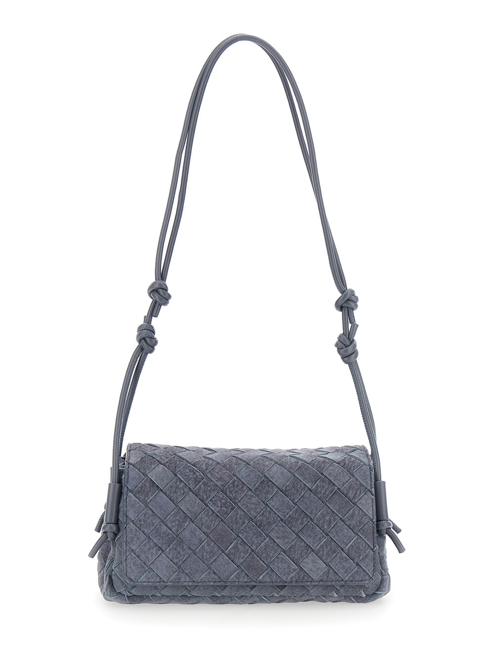 Bottega Veneta Women 'Notturno' Blue Crossbody Bag With Adjustable Strap And Intreccio Motif In Suede For Women BOTTEGA VENETA