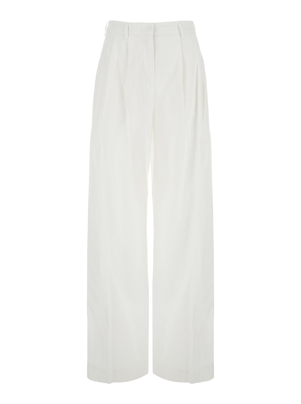 Leplain Women White Pants With Two Side Pockets In Cotton For Women LEPLAIN