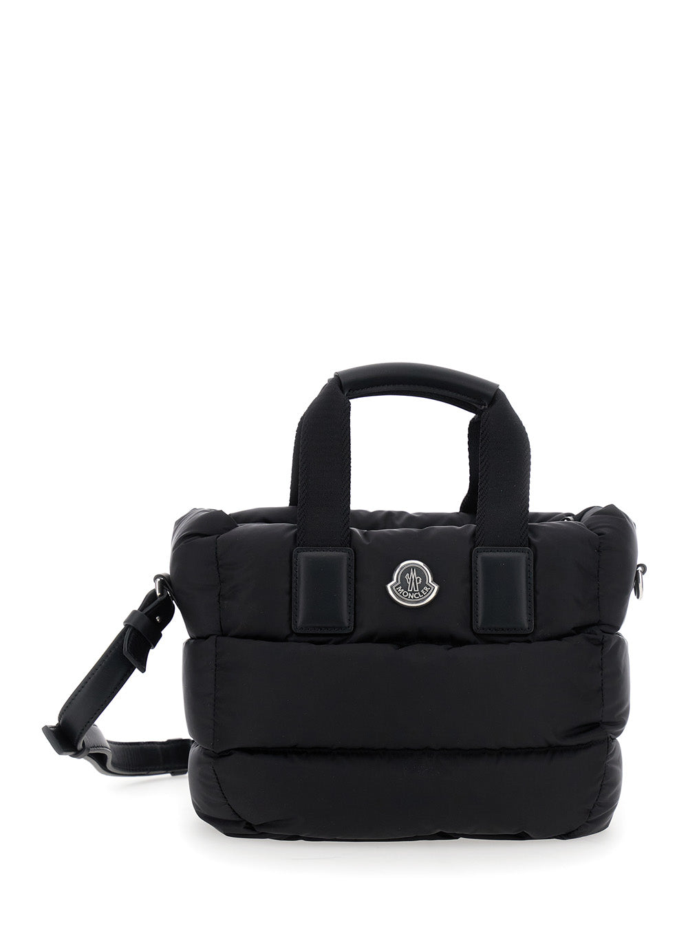 Moncler Women Handbag 'Karadoc' Mini With Adjustable And Removable Shoulder Strap And Logo Patch On The Front In Black Tech Fabric For Women MONCLER