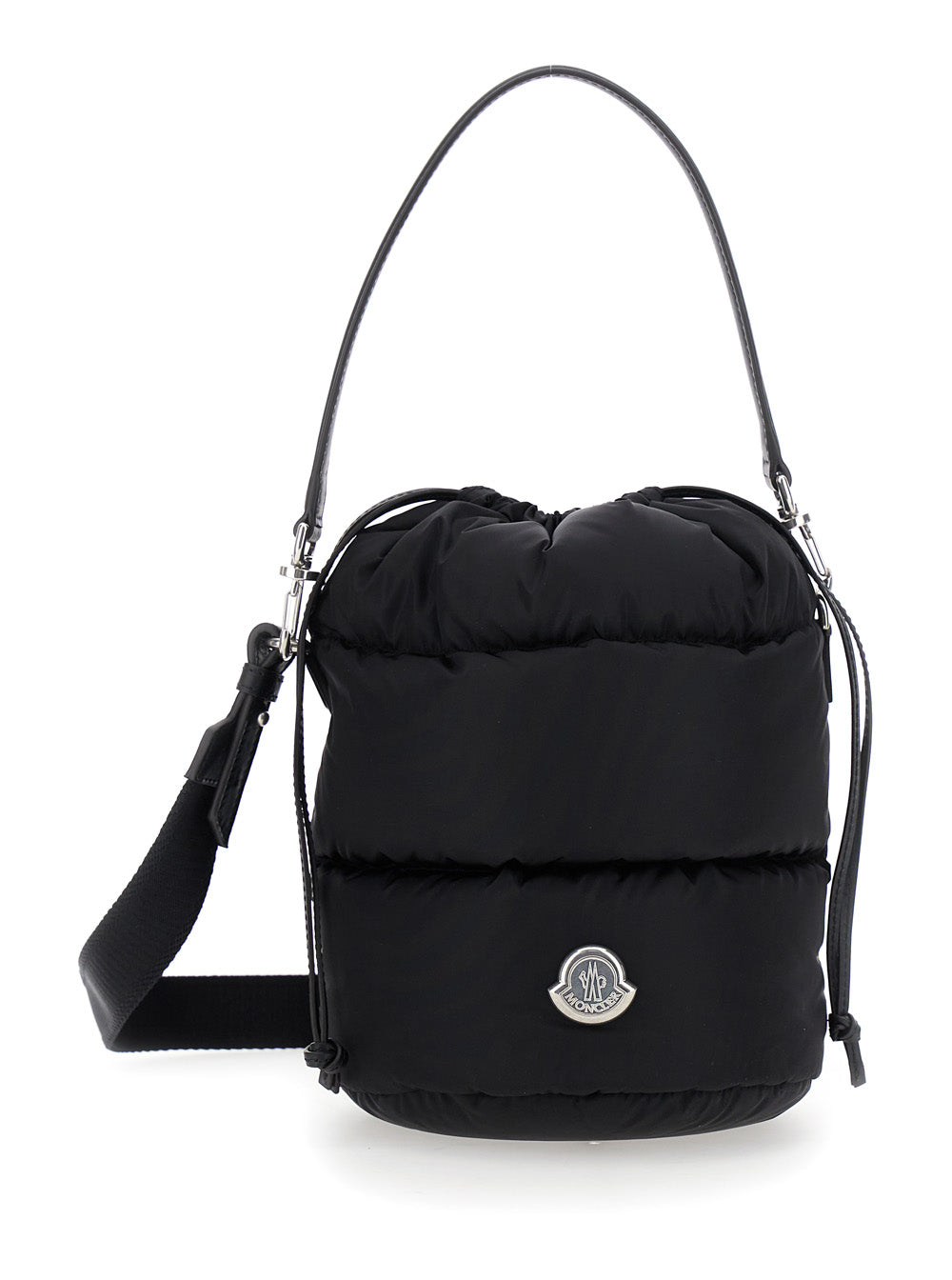 Moncler Women 'Karadoc' Black Handbag With Drawstring Closure And Logo Patch On The Front In Tech Fabric Woman MONCLER