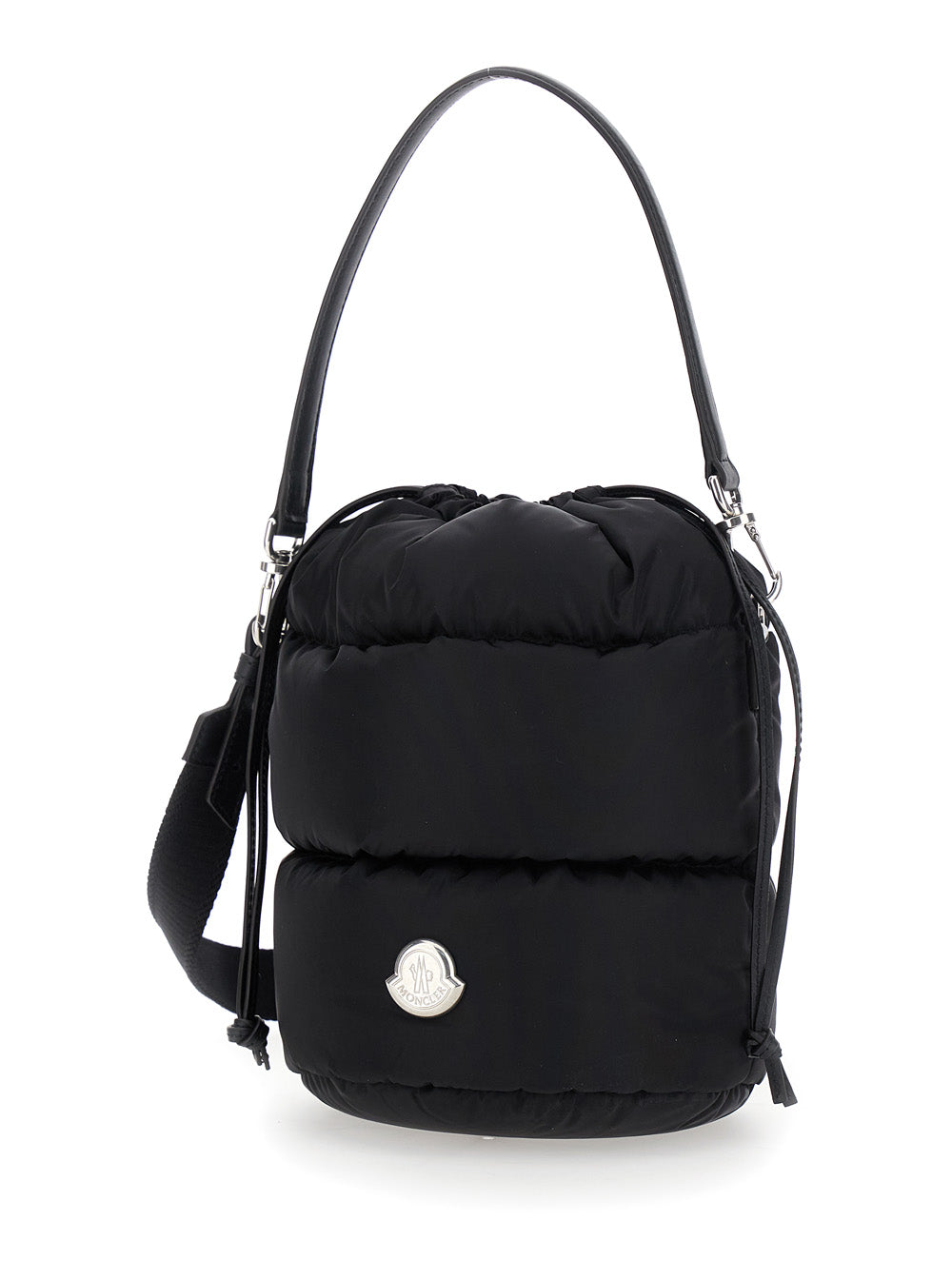 Moncler Women 'Karadoc' Black Handbag With Drawstring Closure And Logo Patch On The Front In Tech Fabric Woman MONCLER