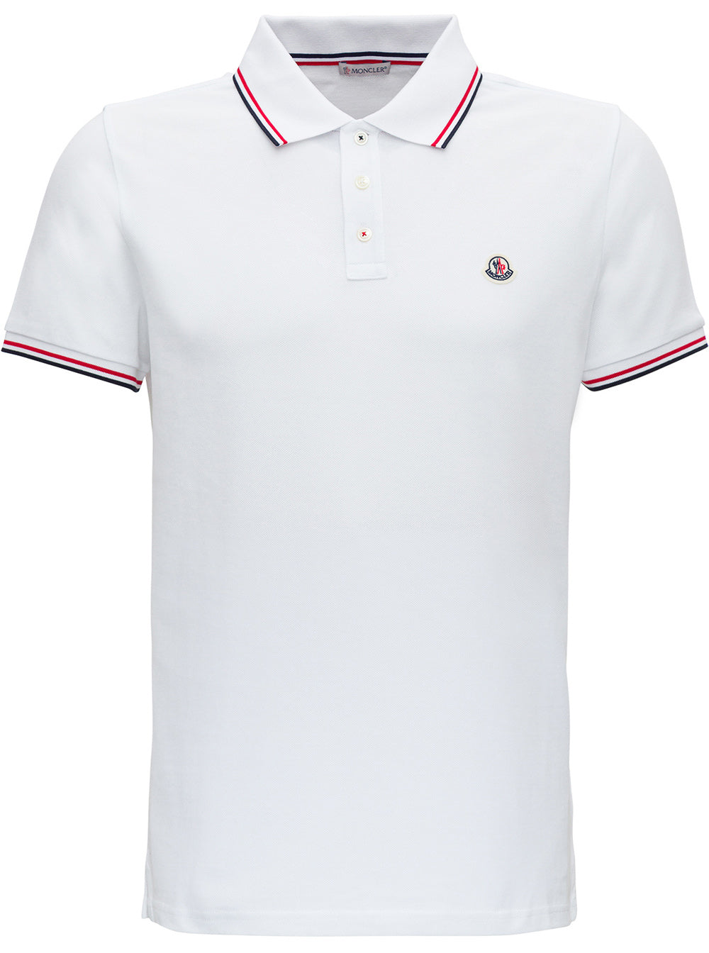 Moncler Men White Polo Shirt With Classic Collar And Logo Embroidery On The Front In Cotton Man MONCLER