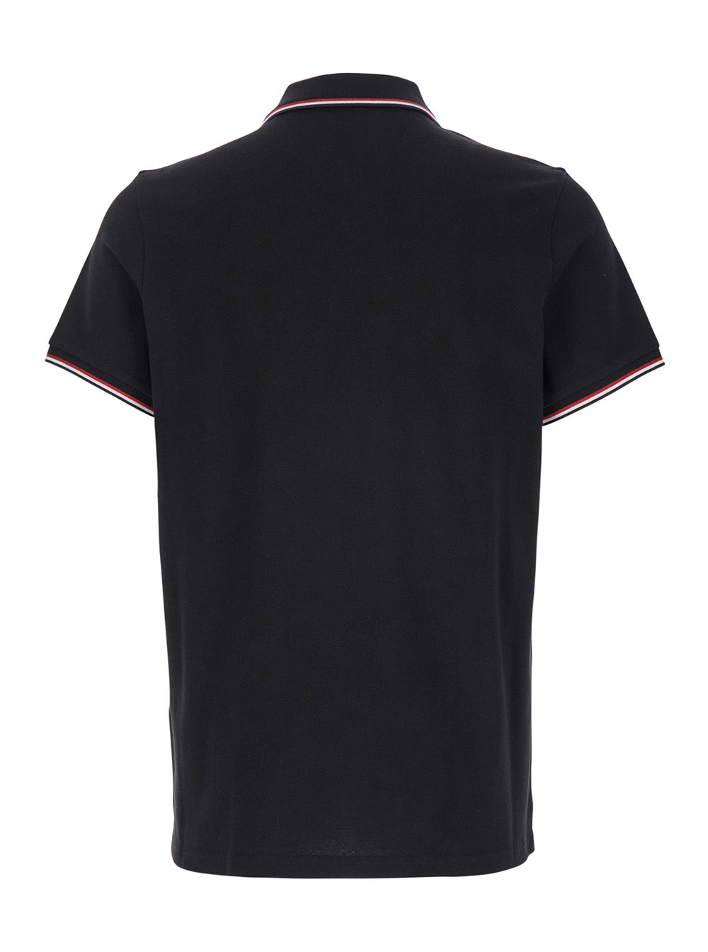 Moncler Men Black Piquet Cotton Polo Shirt With Logo Patch MONCLER