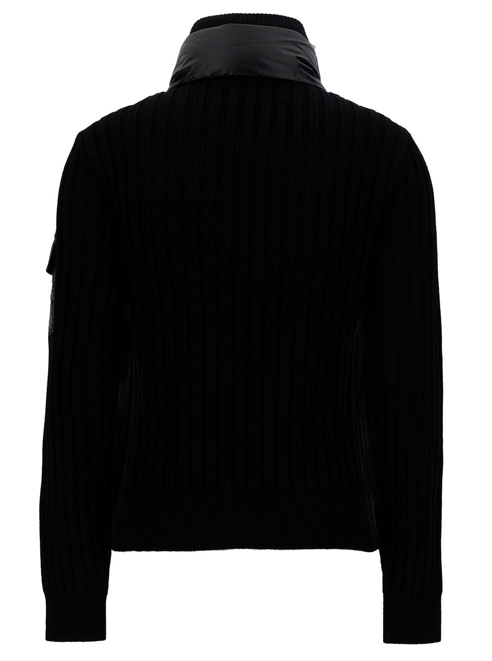Moncler Women Black Down-Filled Cardigan With High Neck And Logo Patch In Nylon Woman MONCLER