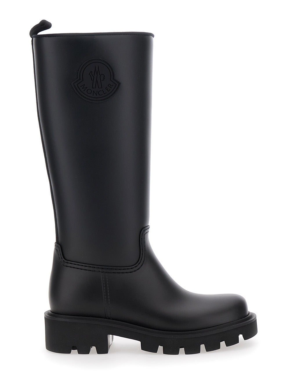 Moncler Women 'Kickstream' Black Boots With Low Block Heel And Tonal Logo Patch On The Side In Tech Fabric Woman