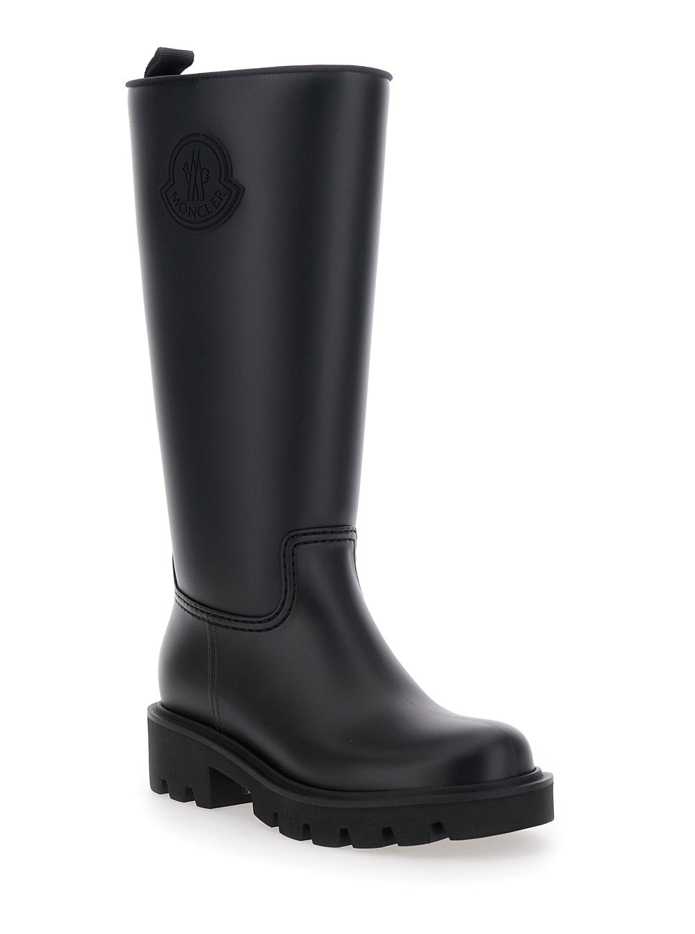 Moncler Women 'Kickstream' Black Boots With Low Block Heel And Tonal Logo Patch On The Side In Tech Fabric Woman