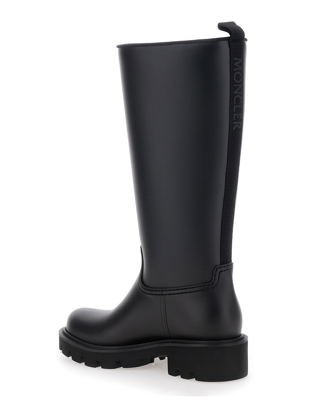 Moncler Women 'Kickstream' Black Boots With Low Block Heel And Tonal Logo Patch On The Side In Tech Fabric Woman