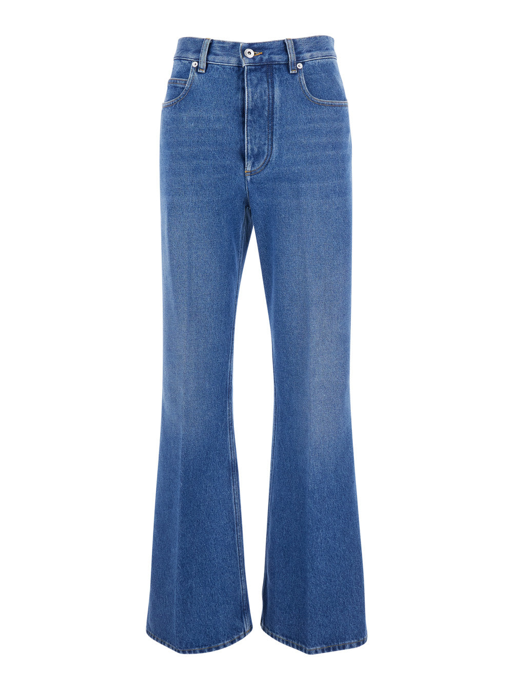 Bottega Veneta Women Blue Jeans With Logo Patch On The Back And Flared Leg In Denim For Women BOTTEGA VENETA